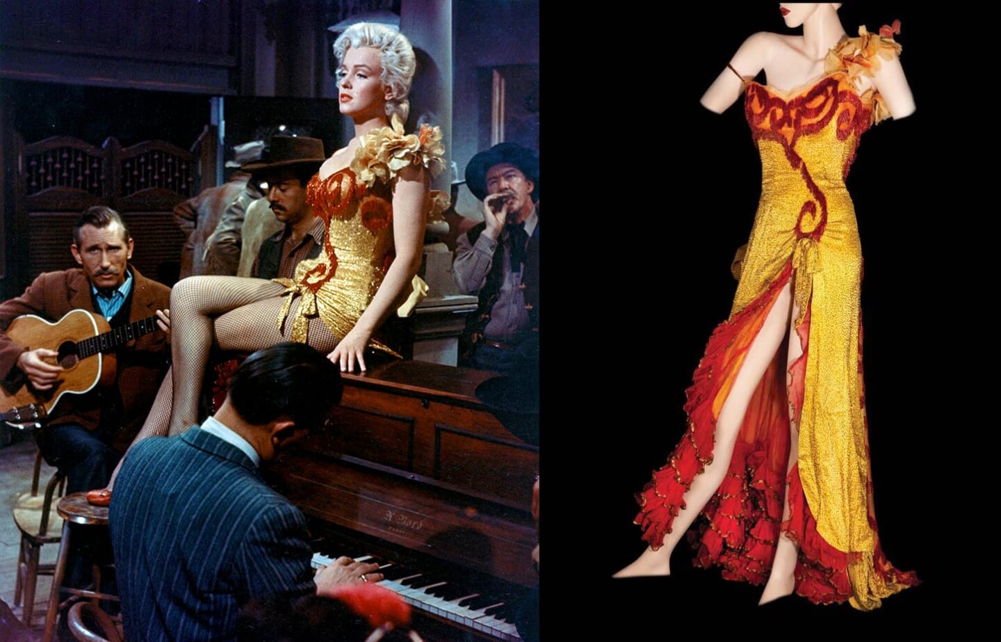One of three very distinctive dresses from this film on this list, the gold Travilla gown sold for $627,300 at a Profiles in History auction in 2011.
