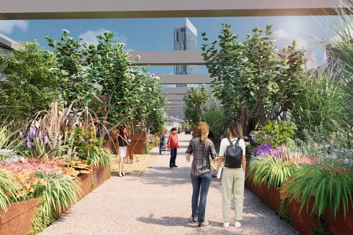The first phase of the Castlefield Viaduct raised park is due to open in mid-2022