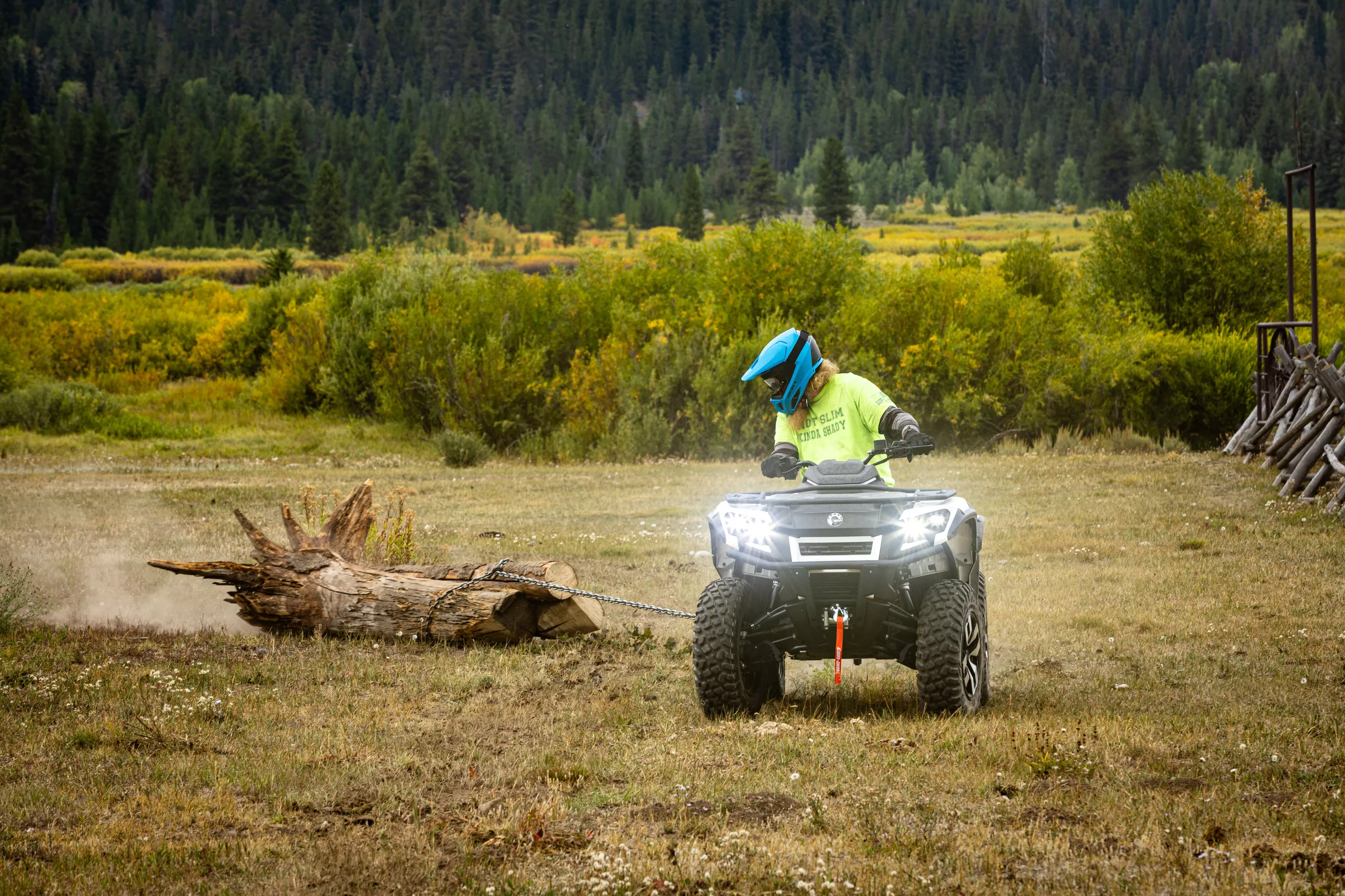 This job required a lot of torque out of the Can-Am Outlander Electric, but low gear and a steady throttle got it done