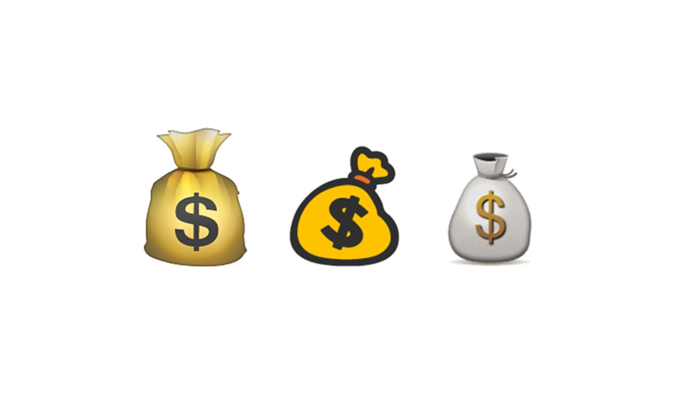 Money Bag emojis by Apple, Google, and Samsung