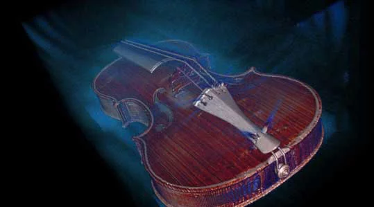 This image, derived from the OsiriX DICOM image viewer, is a single frame from a 3-D volume rendered movie of the 1704 Stradivari Betts violin. (Image: RSNA)