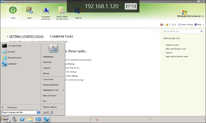 Remote Desktop connection established with a home server