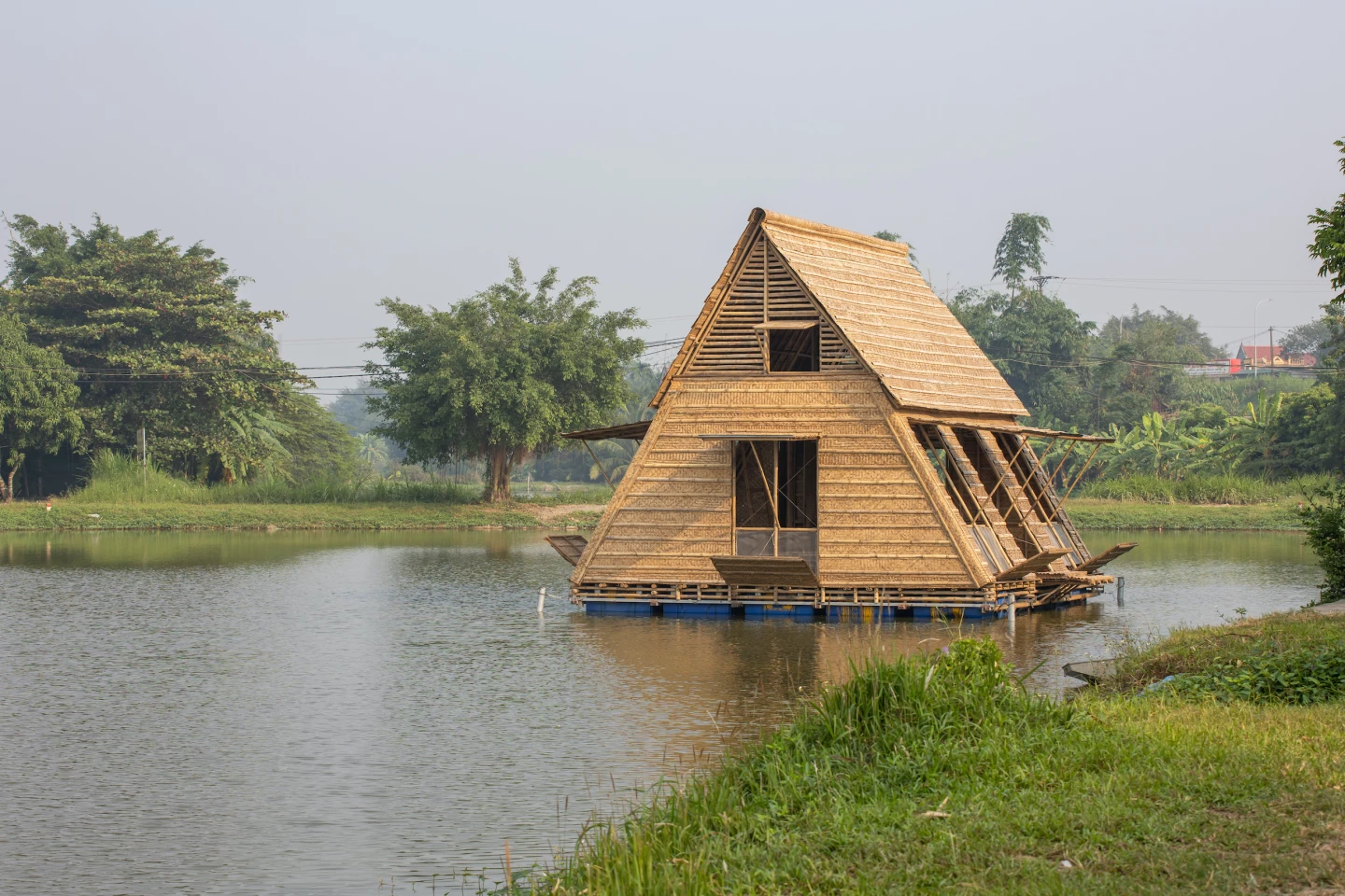 The Floating Bamboo House, by H&P Architects, is designed for people whose lives are river-based and at threat due to climate change