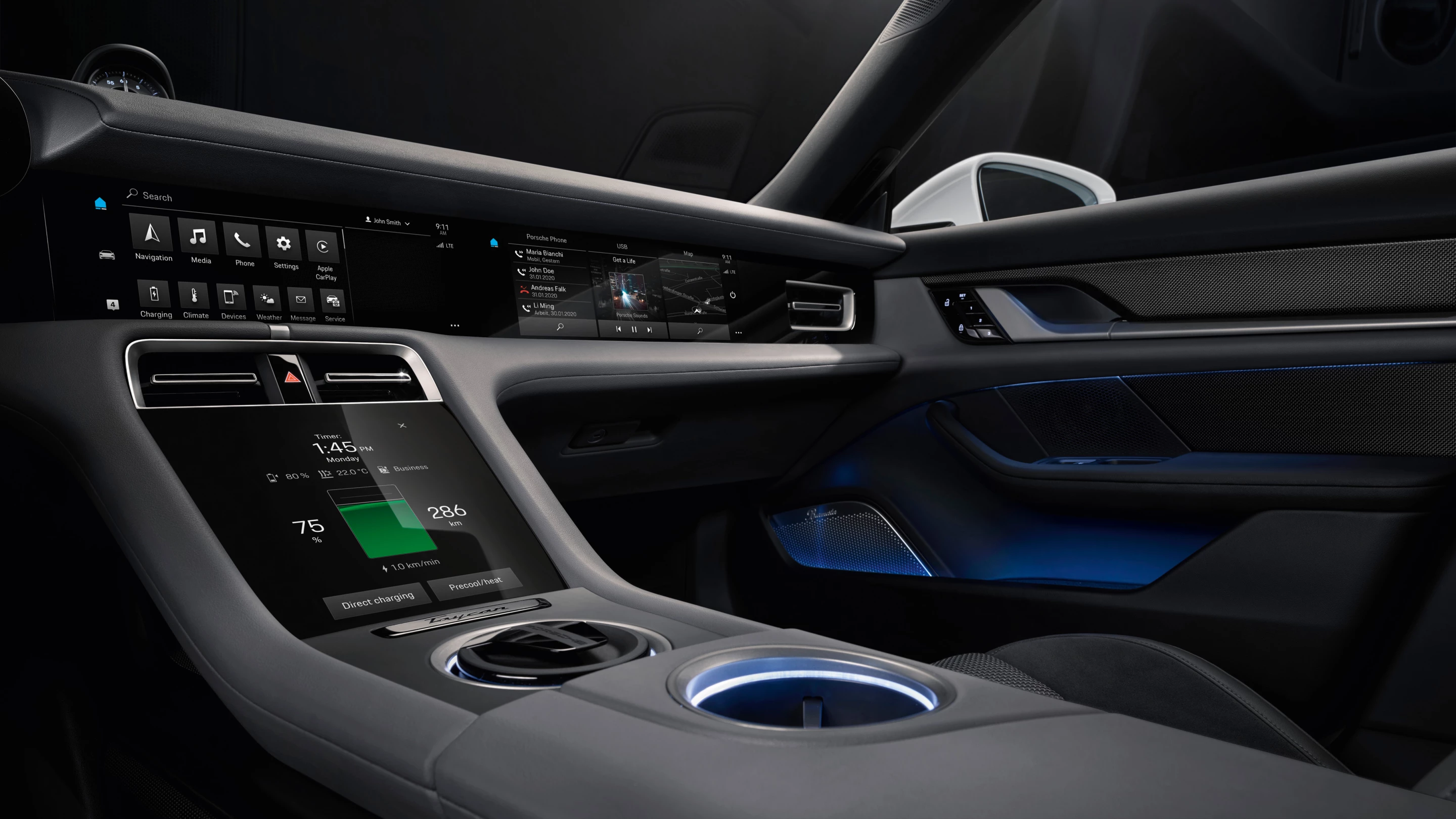 Center touch console and cup holder