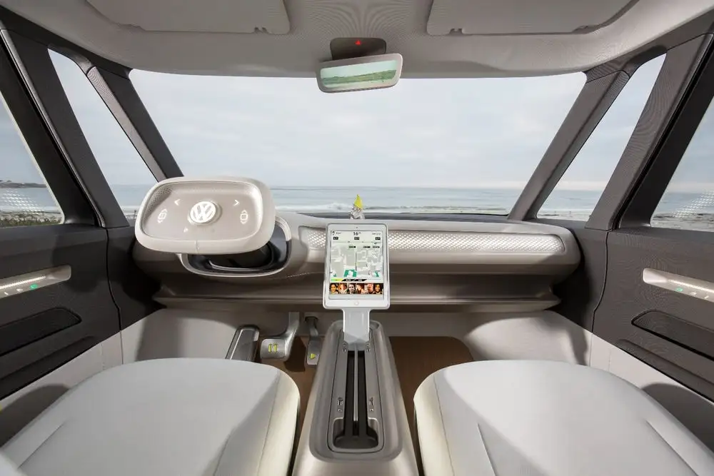 Interior of Volkswagen's forthcoming I.D. Buzz van, which will feature Nvidia tech to power its autonomous systems