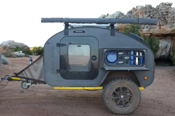 The Trailpod Cricket upgrades from the Lite with a second door, side-mounted kitchen box and a few other additions