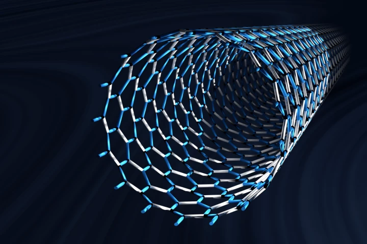 The active layer of the skin is composed of carbon nanotubes (illustrated here) dispersed in a polymer