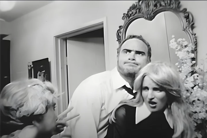 Although this image from Mary Worth – the Movie is a freeze-frame, the actors did in fact stay frozen in place for each shot