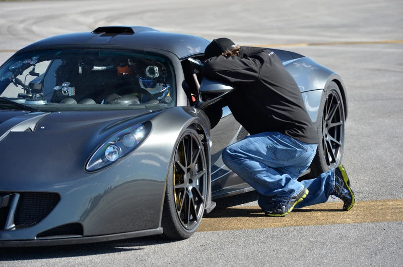 The Hennessey Venom GT preparing for its run