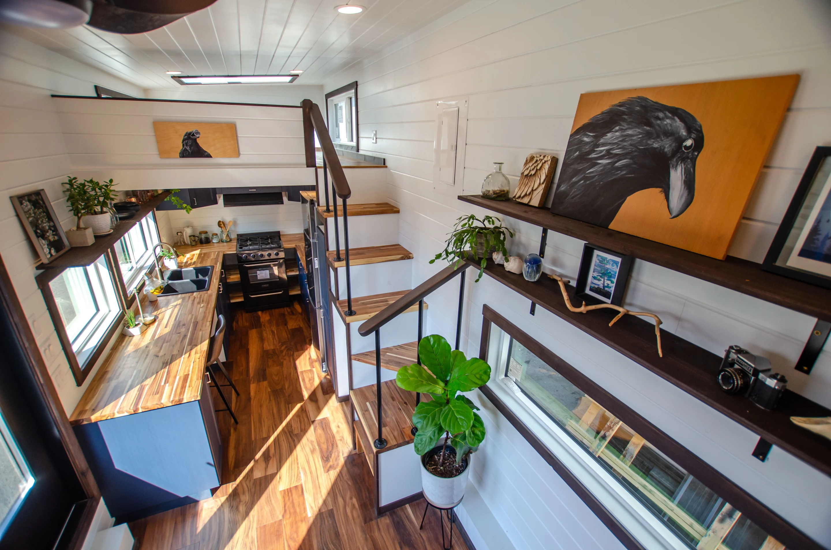 The Raven's master bedroom is reached by a storage-integrated staircase