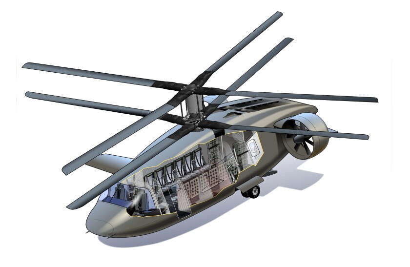 AVX JMR Utility Transport showing cutaway for troop seating.