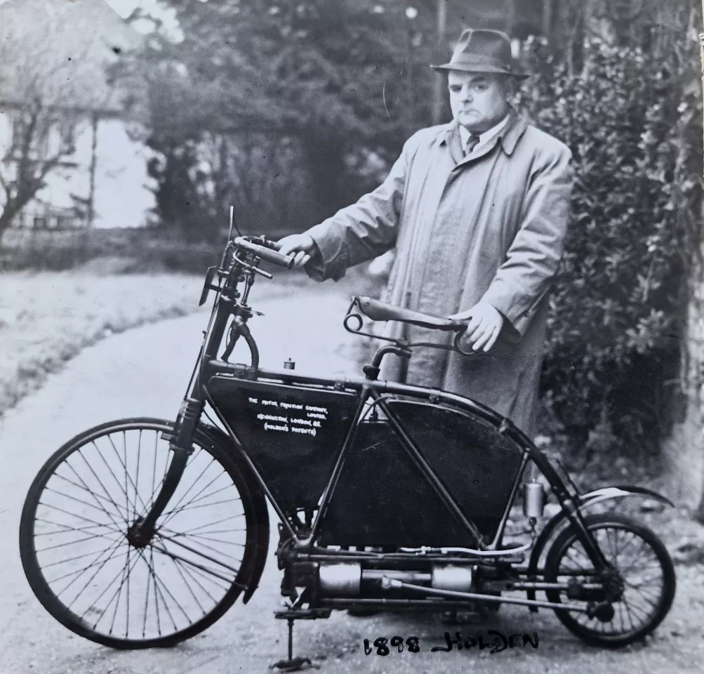 Rex Judd acquired a Holden around the late 1920s or early '30s, riding the bike in the 1938 Pioneer Run