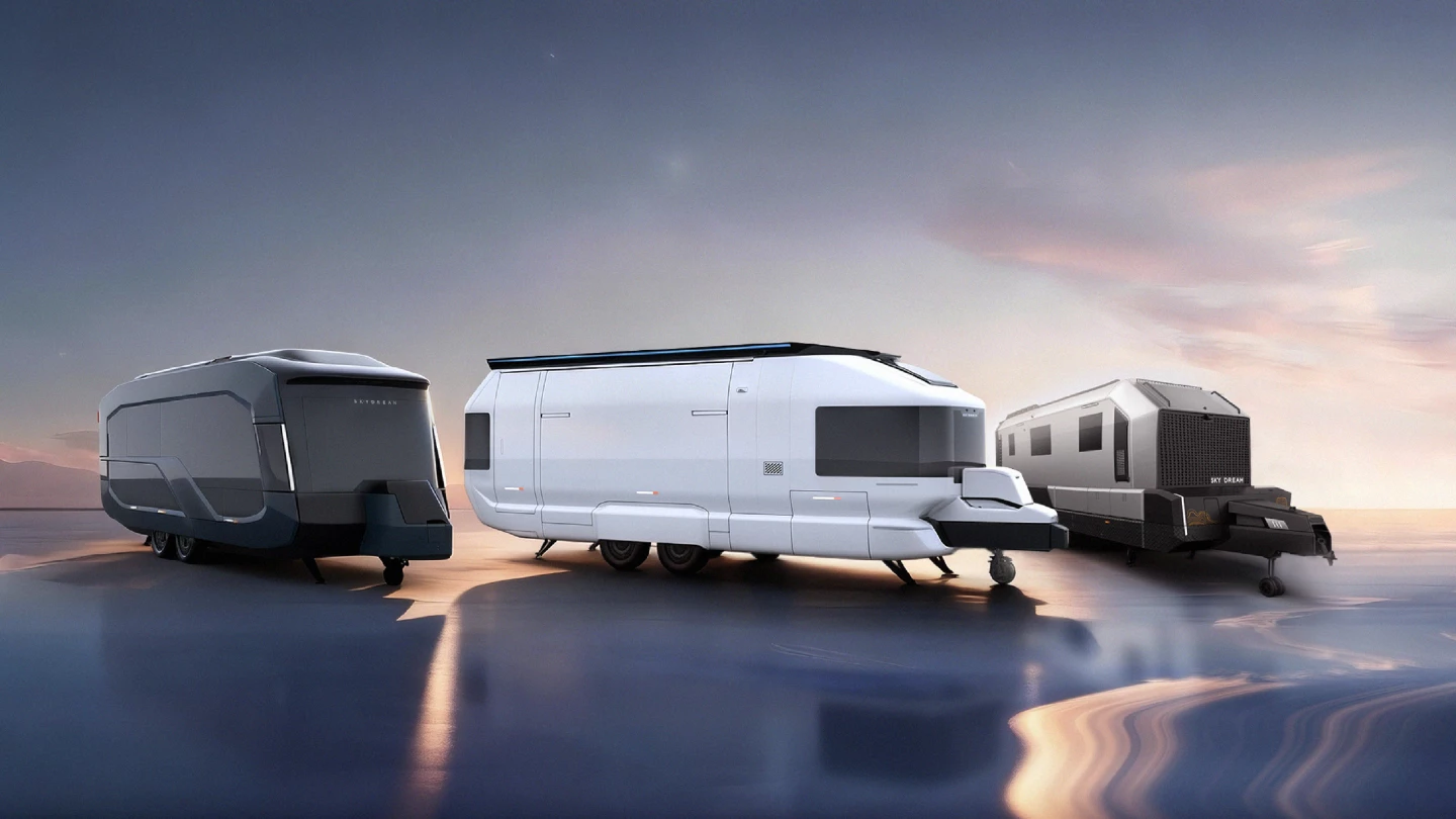Skydream space-age travel trailer makes camp at the push of a button
