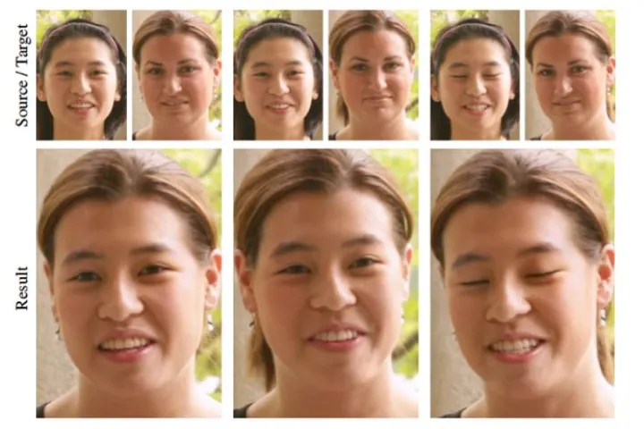 A Harvard computer scientist has created a digital "face transplant" system, that could be used by amateur and low-budget film-makers (Images: Association for Computing Machinery)