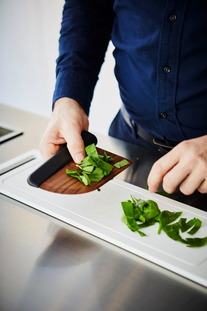 Conveniently, the butt of the Knife's cast-iron handle can also be used as a pestle to grind salt, pepper spices and nuts into dust