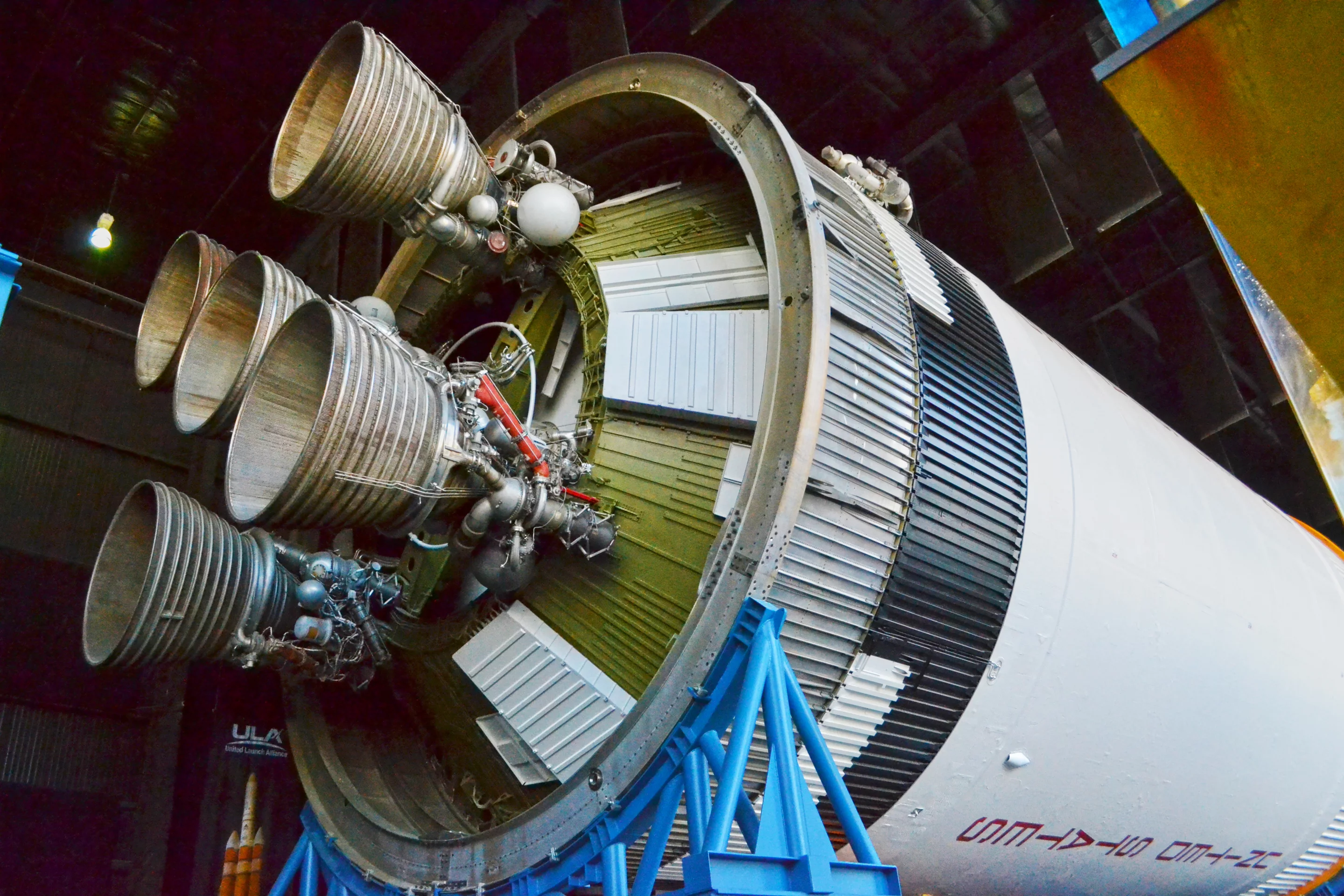 A decommissioned Saturn V rocket is on display at the museum adjacent to the Marshall Space Flight Center