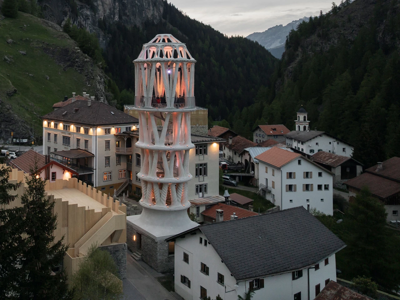Tor Alva is the tallest 3D-printed building in the world and rises to a height of 30 m (98.5 ft)