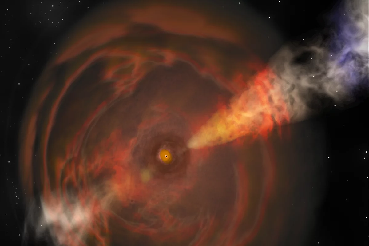 An artist's illustration of a Fast Blue Optical Transient (FBOT), a newly-described type of celestial event