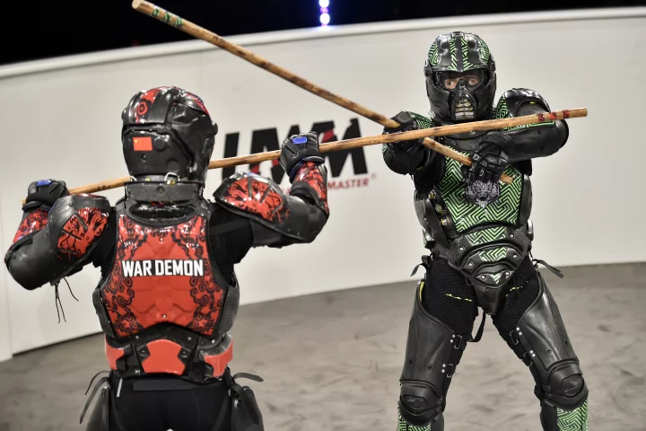 War Demon (L) and Fierce go at it with wooden staves