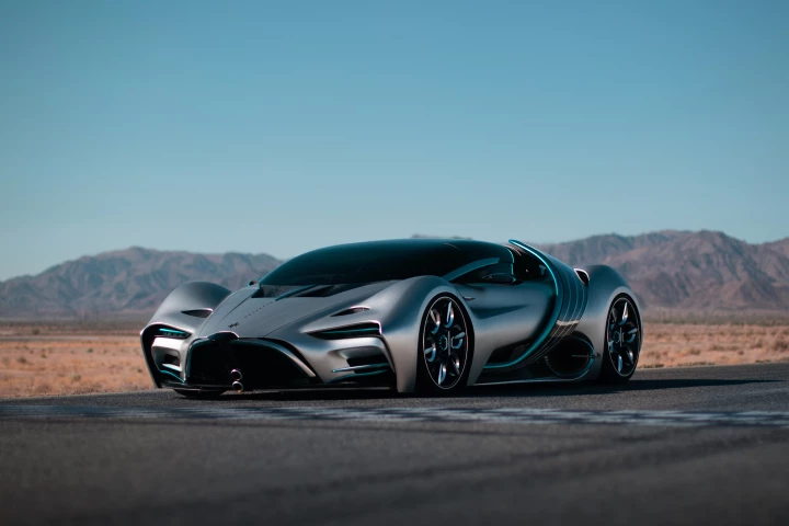 The wild Hyperion XP-1 fuel cell hypercar, complete with articulating solar panels