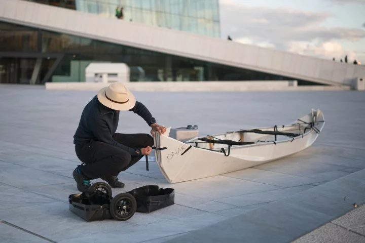 The Onak transforms from roller case to canoe