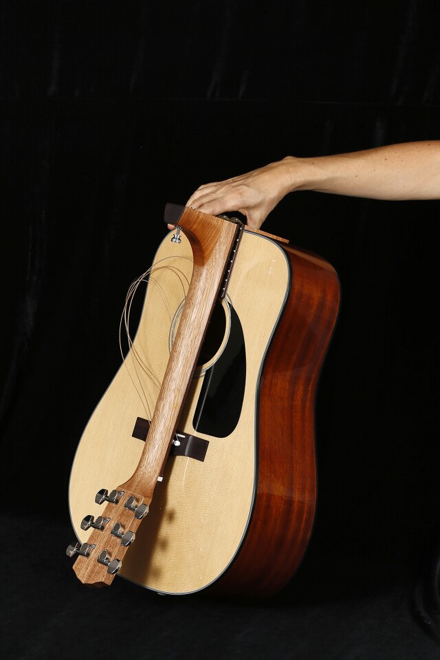 The Fender VA acoustic guitar ready for travel