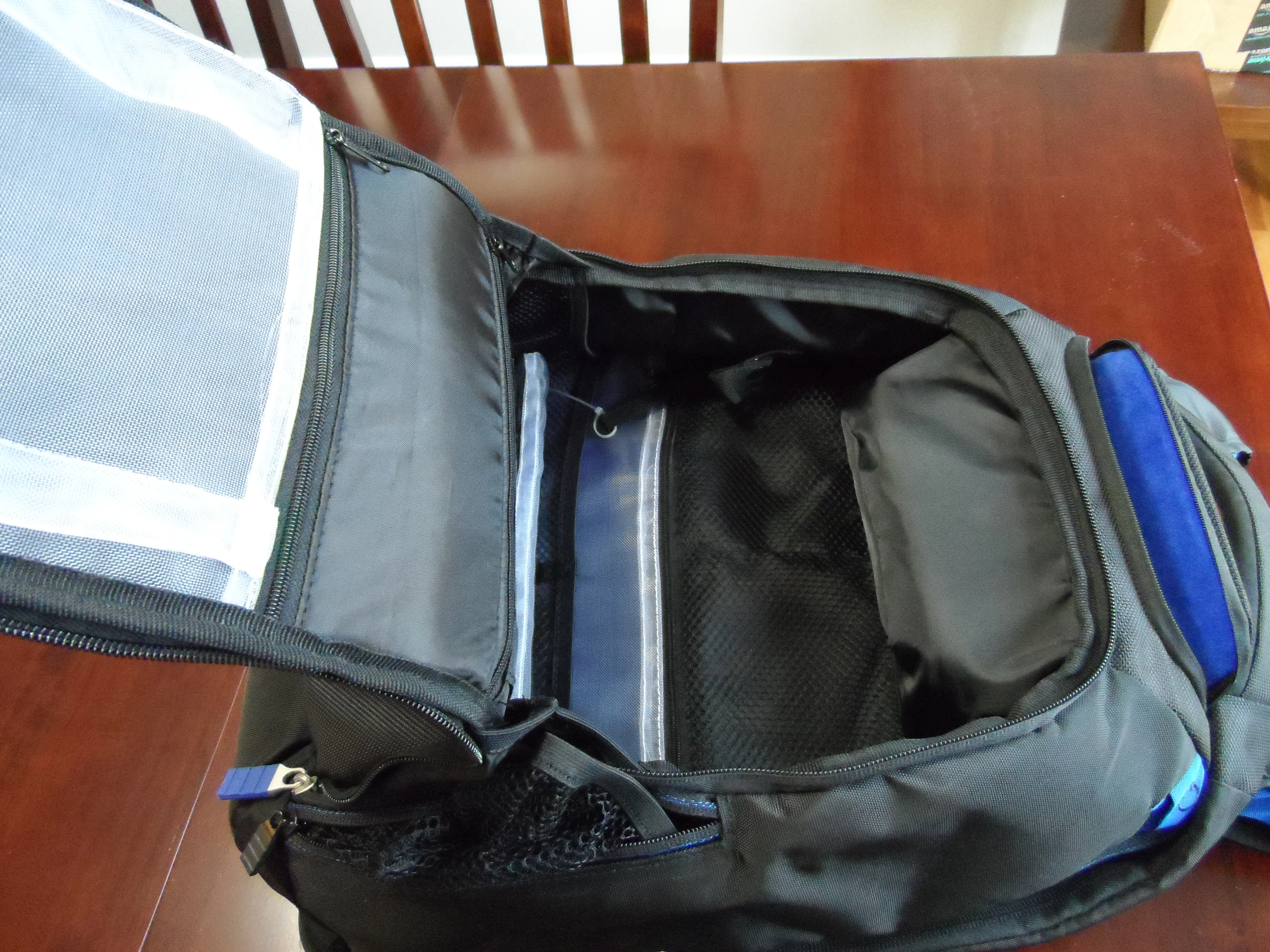 The main compartment is big, but features a small opening