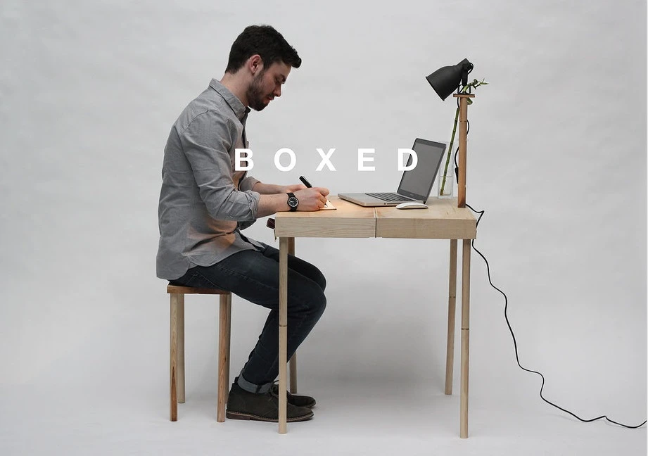 Boxed, is a multi-functional and flexible piece of furniture which folds neatly into a wooden briefcase-like structure