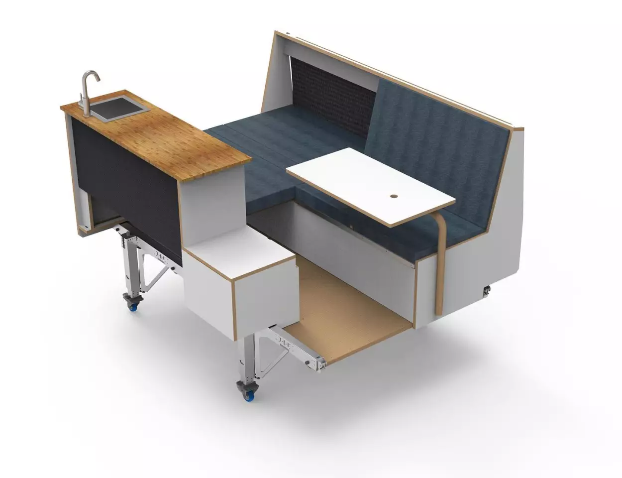 The PlugVan is like a camper van prop that readily slides in and out of the van