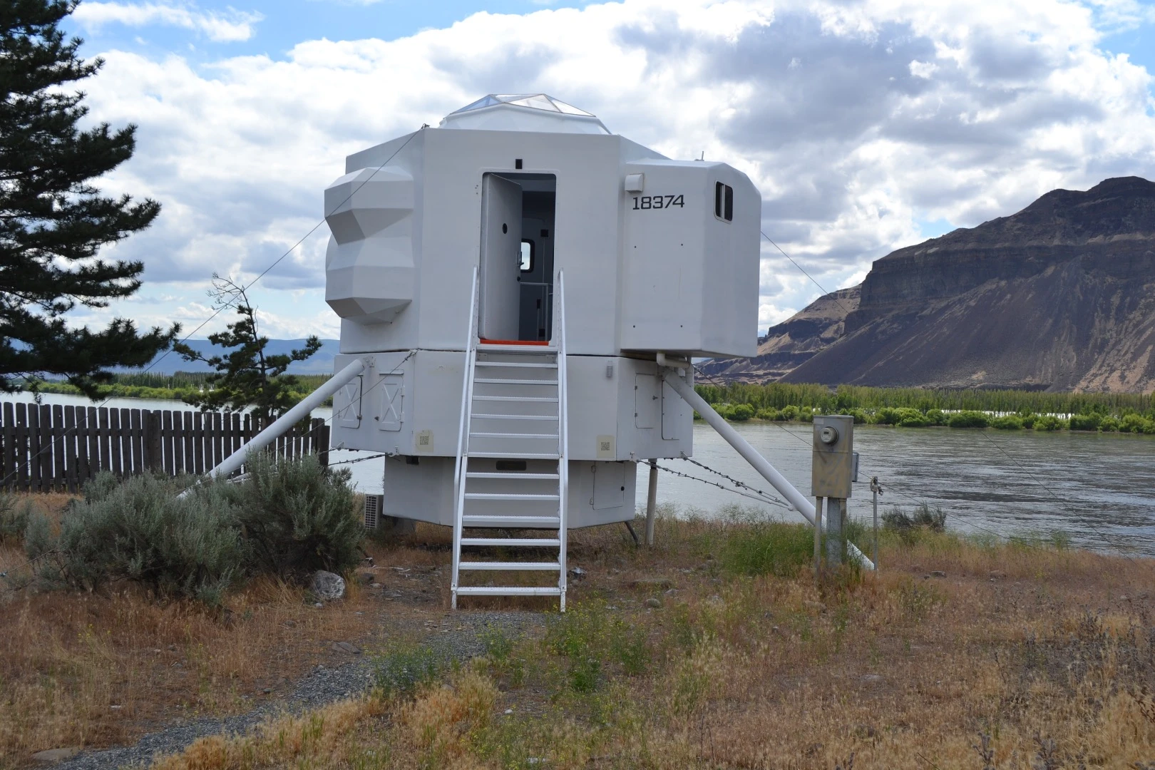 The Lunar Lander is accessed by staircase