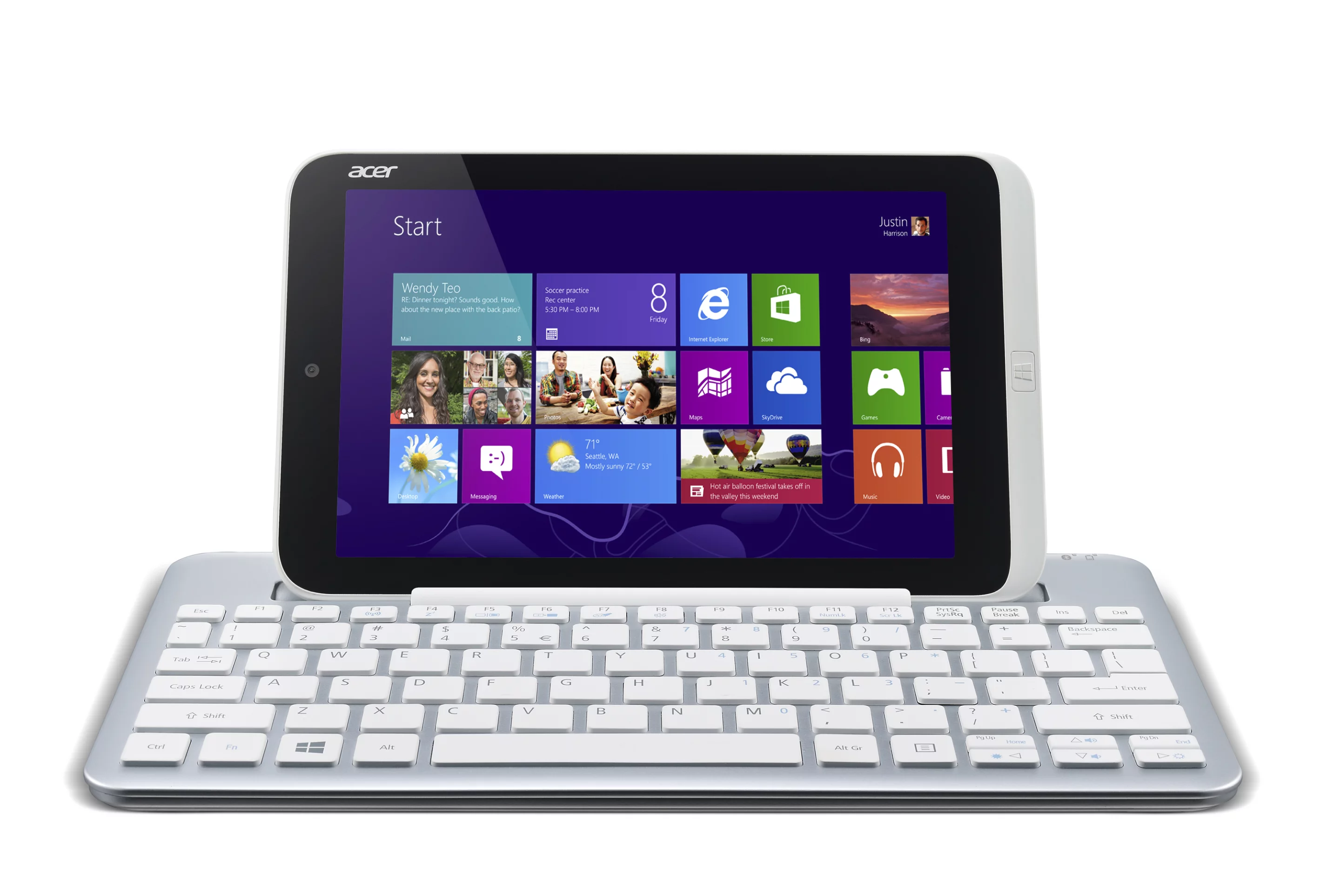 The keyboard dock holds the W3 at a comfortable viewing angle