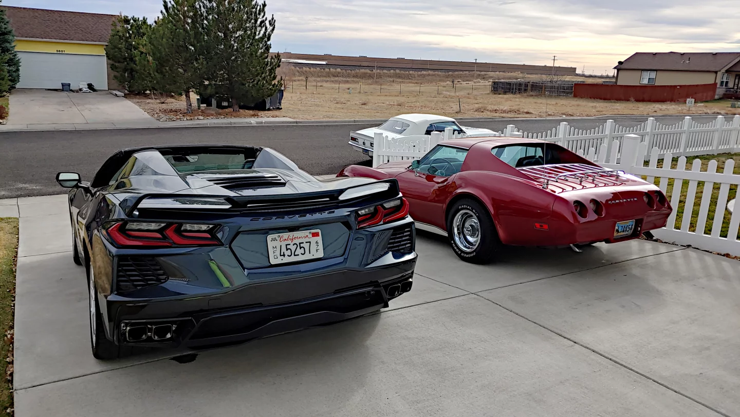 From the rear, the new C8 Corvette is clearly wider and heavier to accommodate the rear-engine design