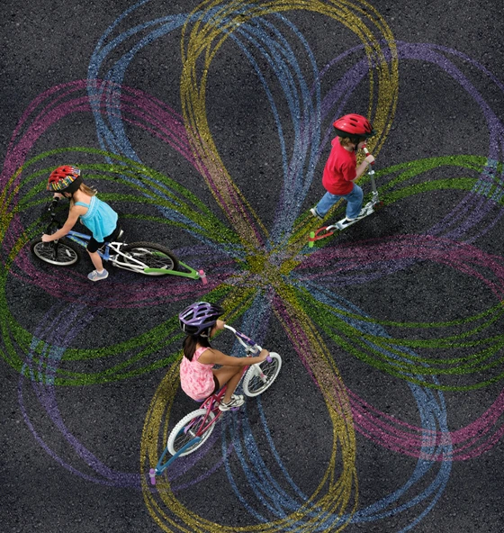 It's all about getting moving and seeing the lines created as the chalk touches the road