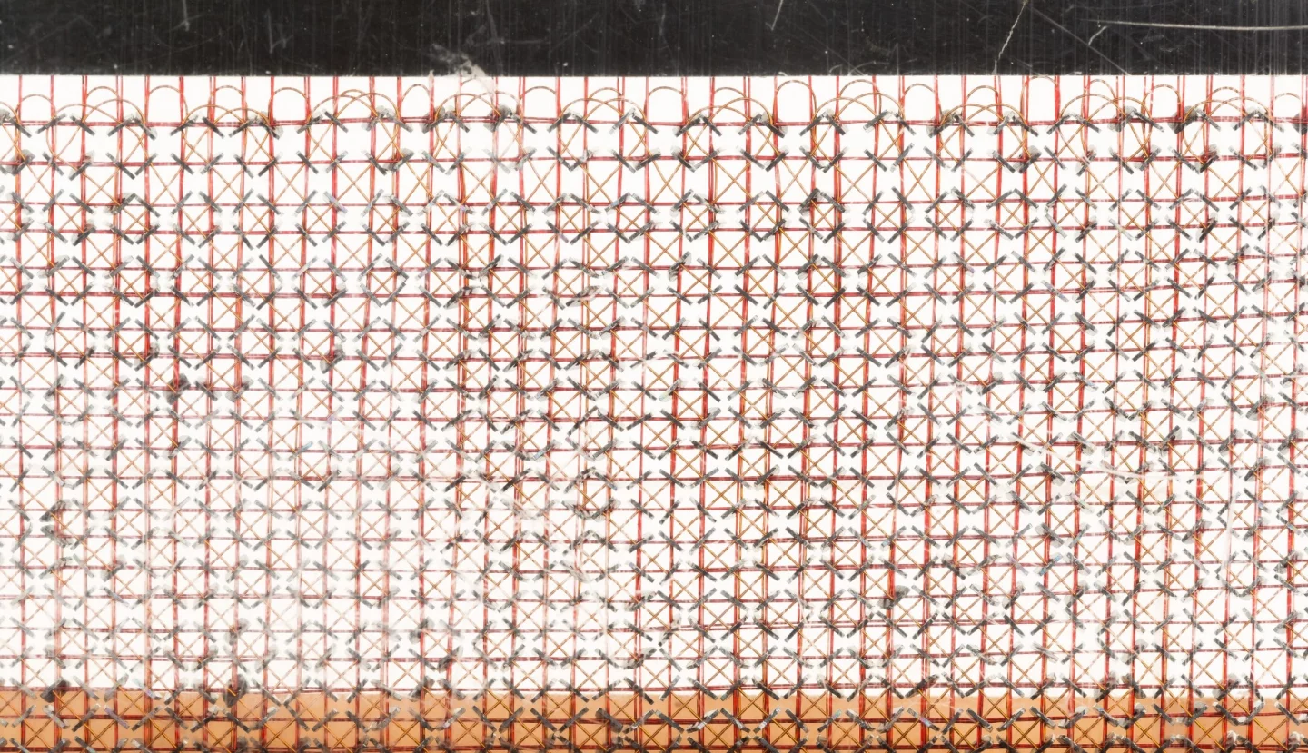 The Gemini computer memory is made up of iron toruses woven together with wire