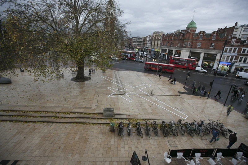 One of James Bridle / booktwo.org's Drone Shadows installations