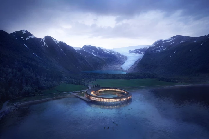 Snøhetta's architects spent a year mapping the way solar radiation bounces around the site's mountainous terrain as part of the planning for the Svart hotel