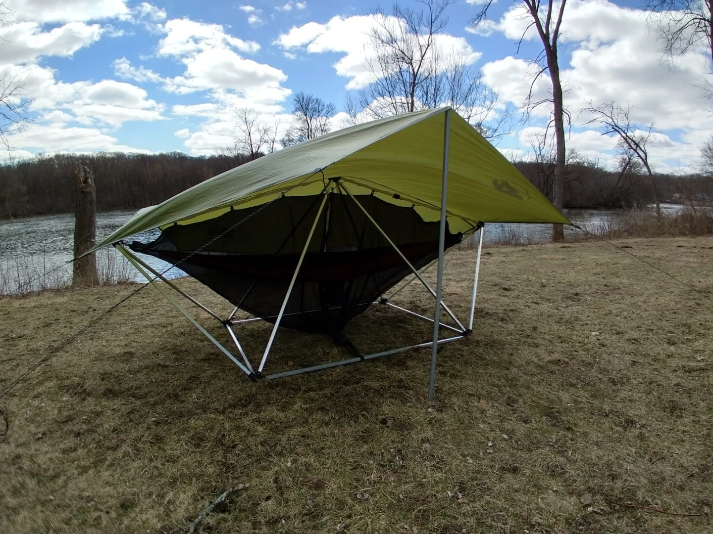 Additional components like a rain fly and bug net can also be latched onto the Hang Solo if some extra protection from the elements is needed