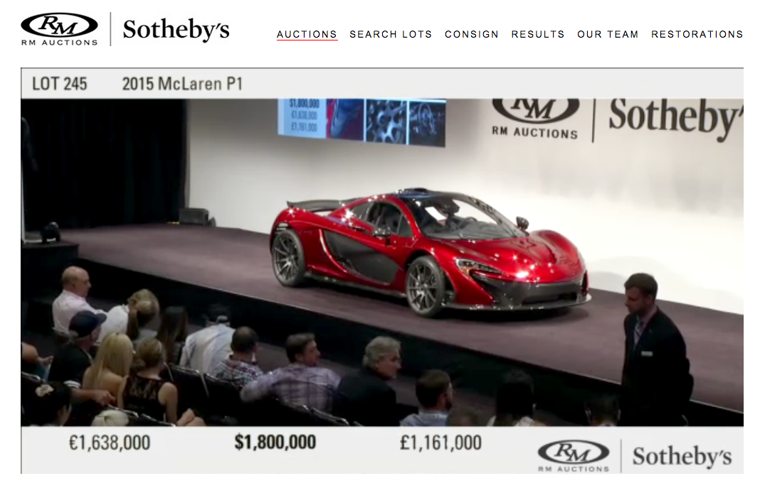 This 2015 McLaren P1 sold for $1,980,000