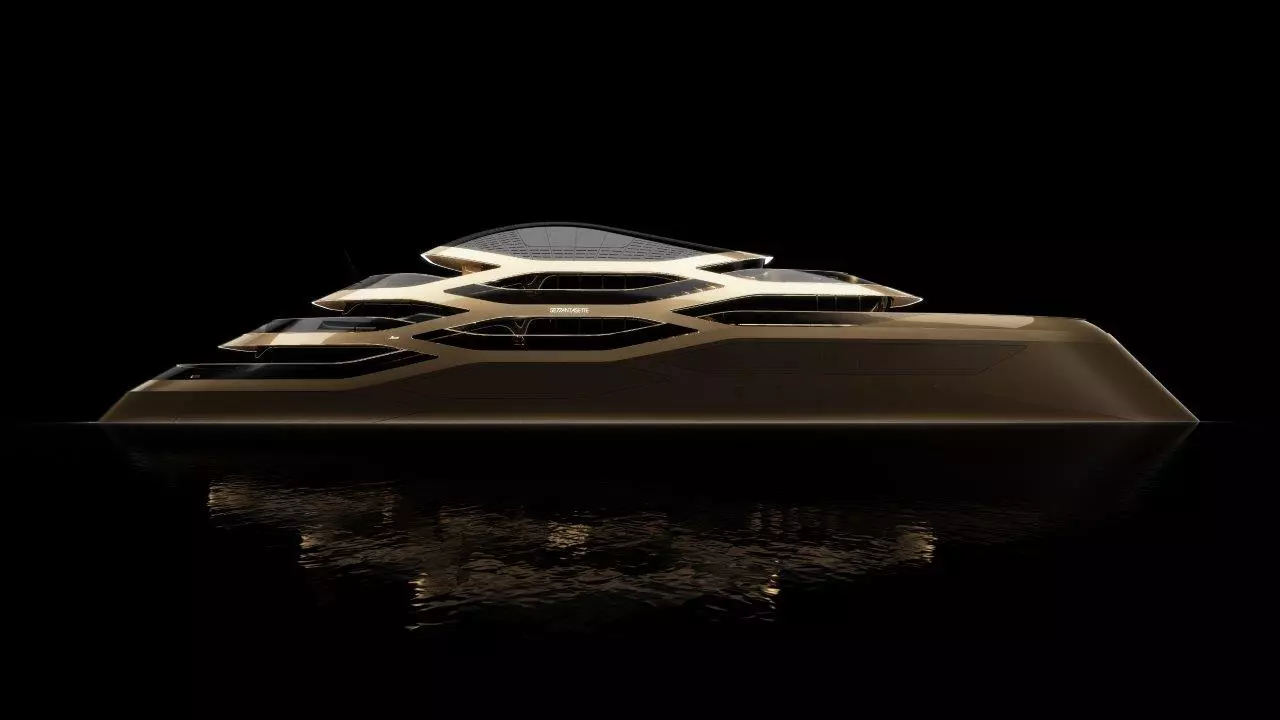 The flowing lines of the Benetti concept make it look more fluid than contemporary superyachts