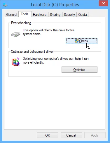 Disk error checking in Windows