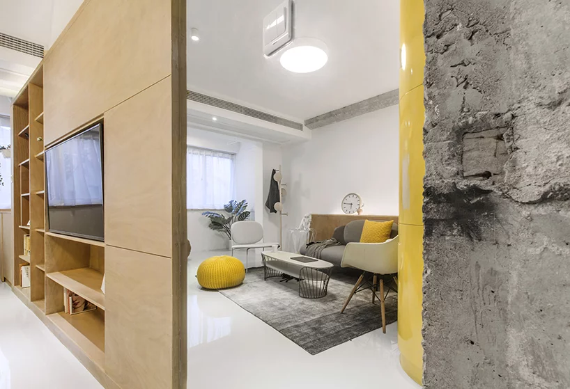 A series of mirrors have been strategically positioned throughout theapartment, offering the illusion of a larger space