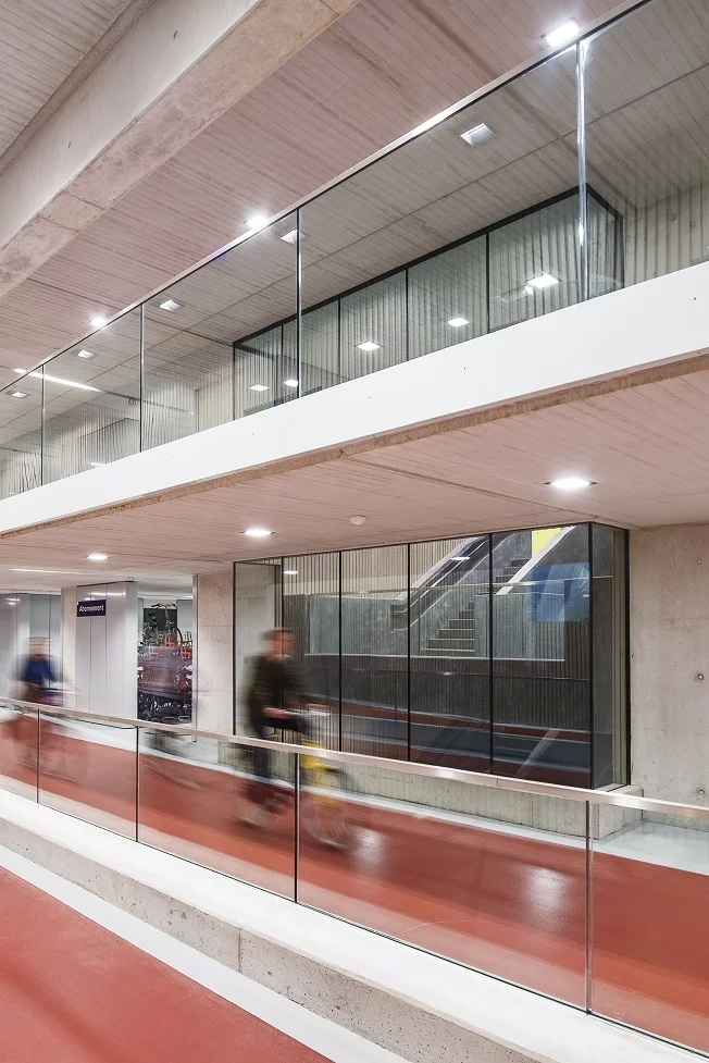 The walls are color-coded to show the different routes