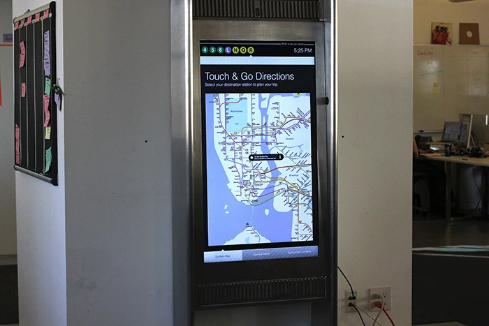 The new "On The Go!" touch screens will display all sorts of useful information for commuters, including train arrival countdowns, outage notices, neighborhood maps, and special alerts if needed