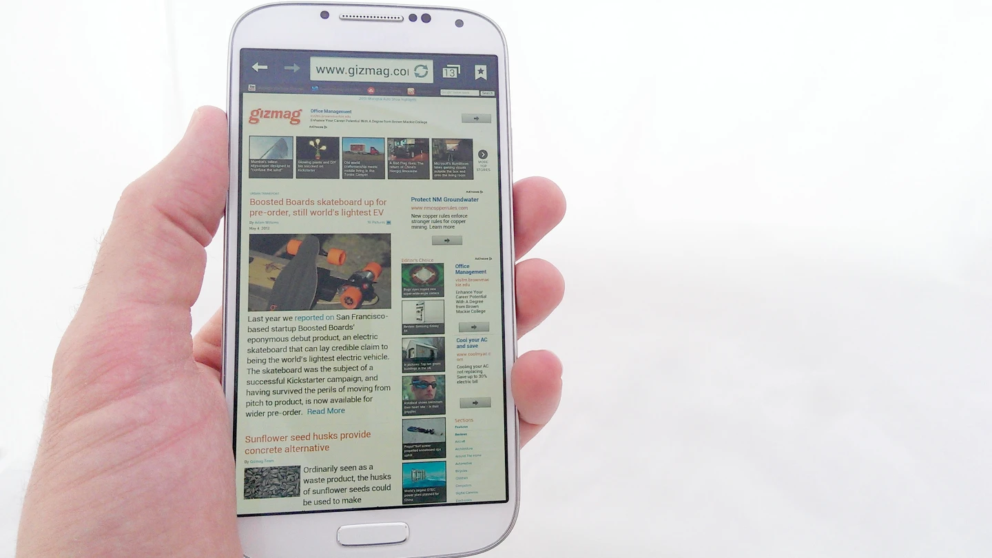 We were impressed with the GS4's 1080p display