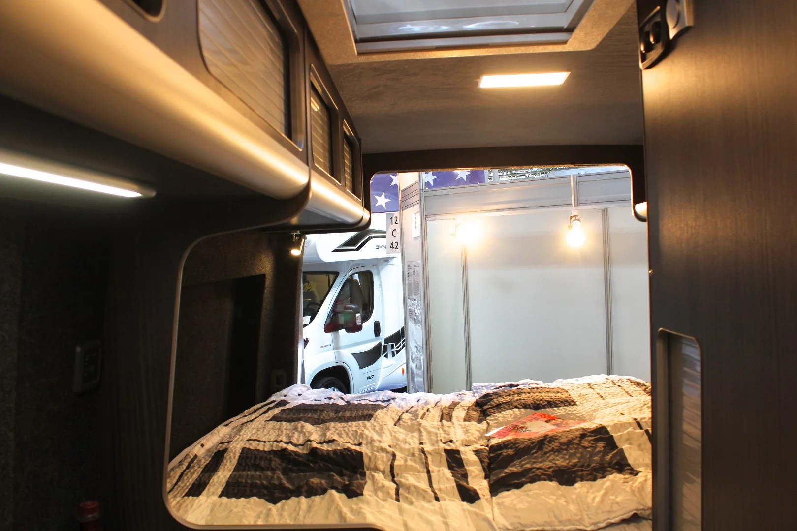 The 55 x 78-in bed sleeps two