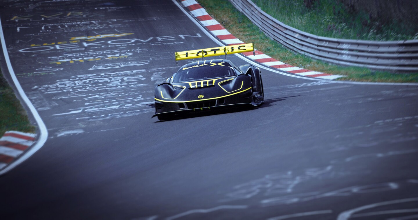 Lotus Evija X on its Nordschleife record-setting run