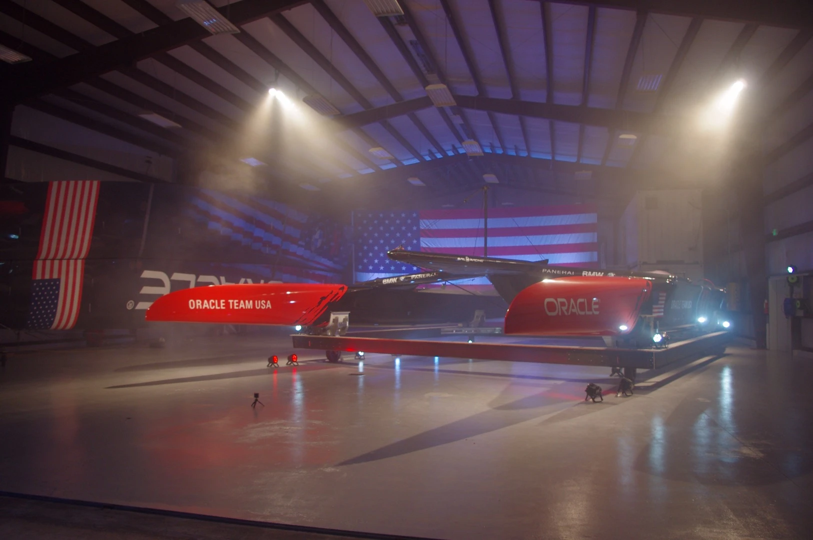 The Team Oracle USA America's Cup yacht is made mostly out of carbon fiber, however 3D printing was used to create some titanium components that were approximately 50 percent lighter than previous parts