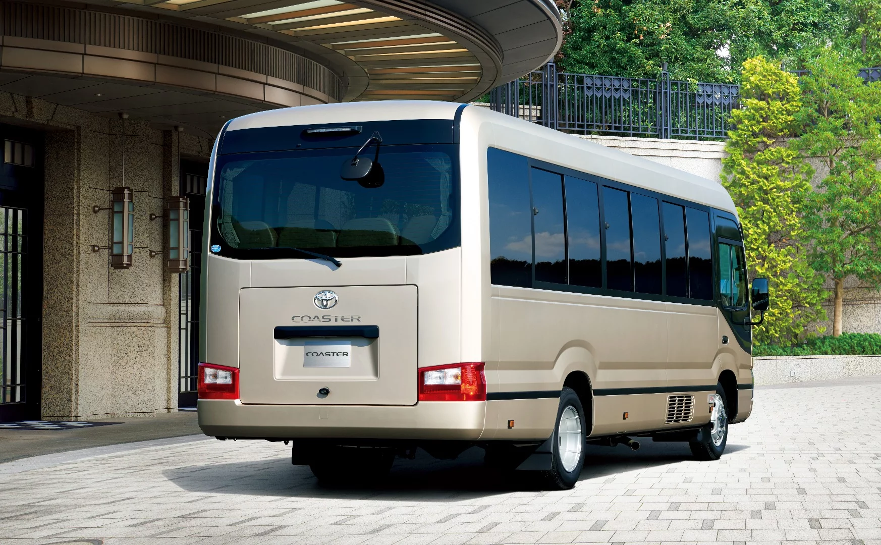 The new Coaster has bigger windows and a higher roof than the outgoing model