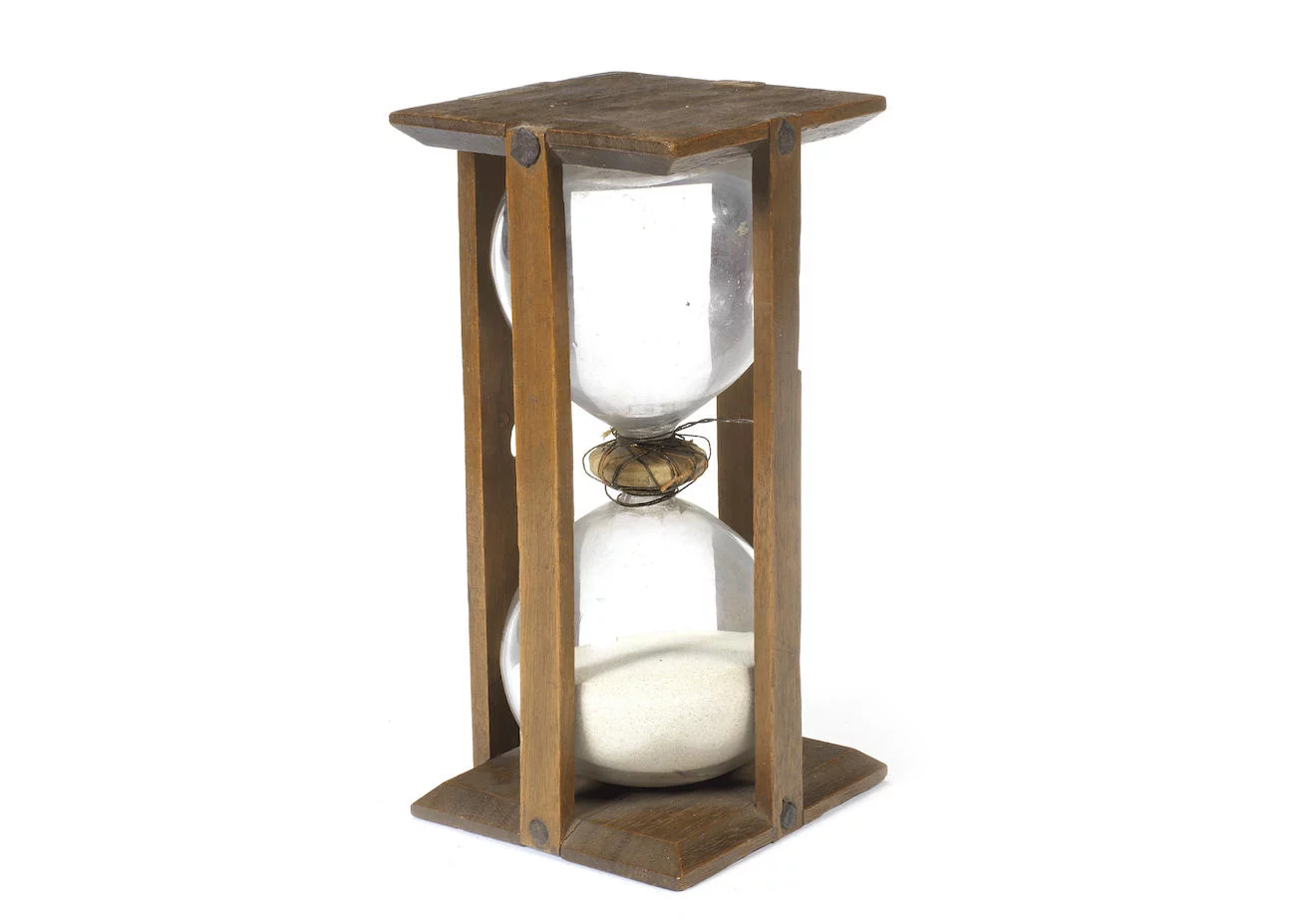 A wall-mounted sand half-hour glass, probably French, early 19th century