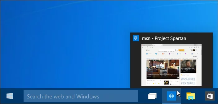 Project Spartan icon on the Windows 10 taskbar